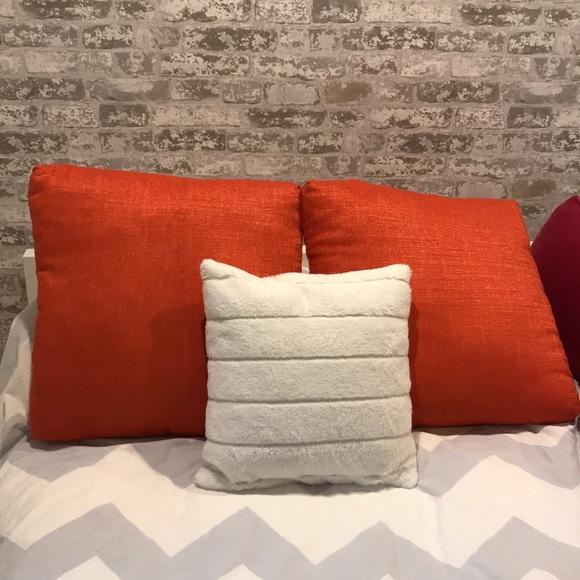 Two Square Orange Pillows - Picture 3 of 3